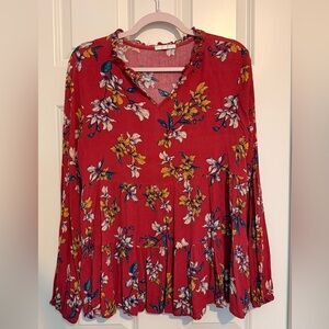 Easel Deep Mauve Floral Top